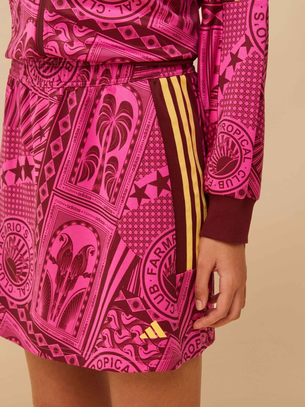 ADIDAS x FARM RIO Skirt Tropical Print NWT Pink Size XS Tennis Pickleball Skirt